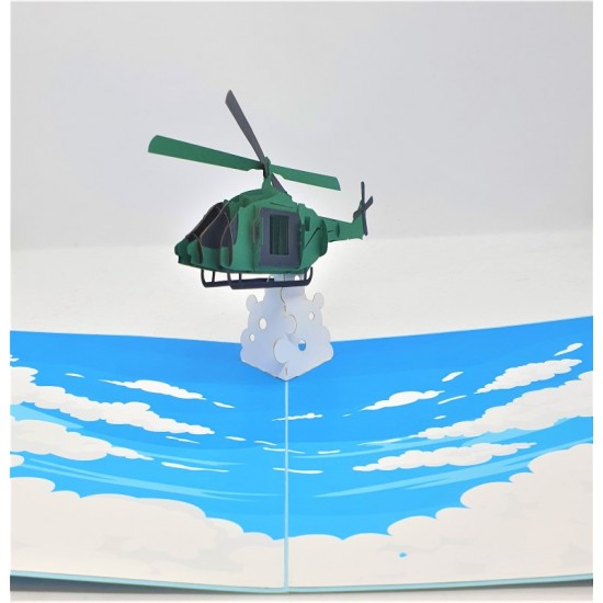 Handmade 3d Pop Up Card Helicopter Military Happy Birthday,wedding Anniversary,valentine's Day,pass Pilot Exam,air Force,graduation,father's Day,greetings