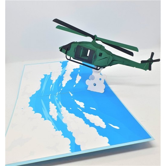 Handmade 3d Pop Up Card Helicopter Military Happy Birthday,wedding Anniversary,valentine's Day,pass Pilot Exam,air Force,graduation,father's Day,greetings