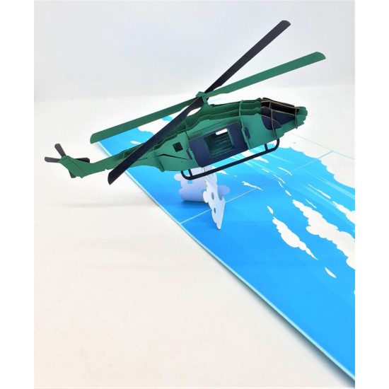 Handmade 3d Pop Up Card Helicopter Military Happy Birthday,wedding Anniversary,valentine's Day,pass Pilot Exam,air Force,graduation,father's Day,greetings