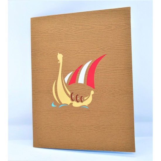 Handmade 3d Popup Card Viking Boat Birthday Wedding Anniversary Fathers Day Graduation Sailing Holiday Leaving Moving Vicky The Viking Valentine's Day