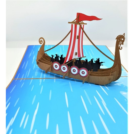 Handmade 3d Popup Card Viking Boat Birthday Wedding Anniversary Fathers Day Graduation Sailing Holiday Leaving Moving Vicky The Viking Valentine's Day