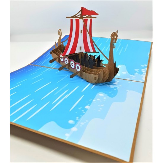 Handmade 3d Popup Card Viking Boat Birthday Wedding Anniversary Fathers Day Graduation Sailing Holiday Leaving Moving Vicky The Viking Valentine's Day