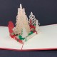 Handmade 3d Pop Up Christmas Xmas Card White Tree Cottage Country Santa Claus Gift Reindeer Snowman Star Papercraft Origami Kirigami Gift Greeting Ornament Decoration