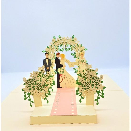 Handmade 3d Pop Up Wedding Card Wedding Gift Invitation Bride Groom Best Man Maid Of Honor Big Day Outdoor Garden Rose Flower Arch Love Kiss