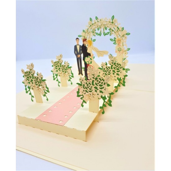 Handmade 3d Pop Up Wedding Card Wedding Gift Invitation Bride Groom Best Man Maid Of Honor Big Day Outdoor Garden Rose Flower Arch Love Kiss