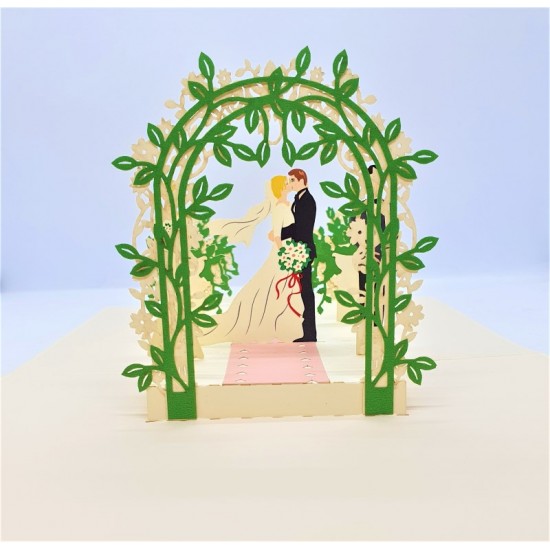 Handmade 3d Pop Up Wedding Card Wedding Gift Invitation Bride Groom Best Man Maid Of Honor Big Day Outdoor Garden Rose Flower Arch Love Kiss