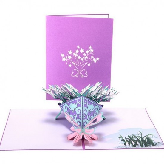 Handmade 3d Pop Up Popup Birthday Card White Lily,wedding Anniversary,valentines,mother's Day,thank You Card