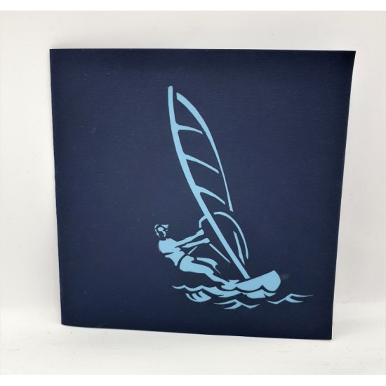 Handmade 3D Pop Up Card Windsurfing Summer Water Sport Birthday Father's Day Wedding Anniversary Valentine's Day Outdoor Invitation