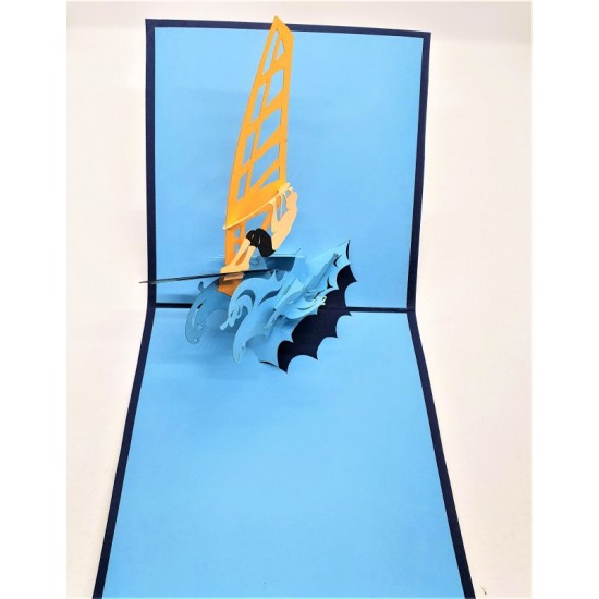 Handmade 3D Pop Up Card Windsurfing Summer Water Sport Birthday Father's Day Wedding Anniversary Valentine's Day Outdoor Invitation