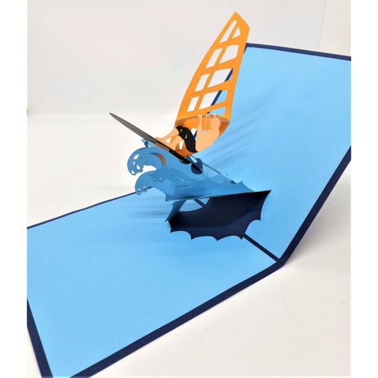 Handmade 3D Pop Up Card Windsurfing Summer Water Sport Birthday Father's Day Wedding Anniversary Valentine's Day Outdoor Invitation