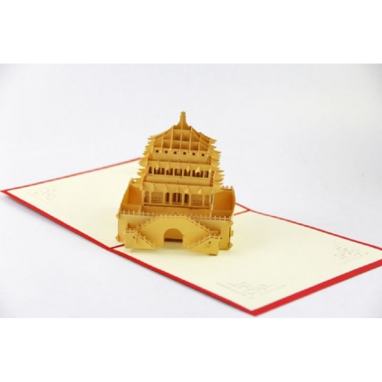 Handmade 3d Pop Up Birthday Popup Greeting Card Xian Bell Tower Wedding Anniversary Christmas New Year Eve Party Invitation Valentines Day Father's Day Mother's Day Engagement School Enrolment Graduation Gift