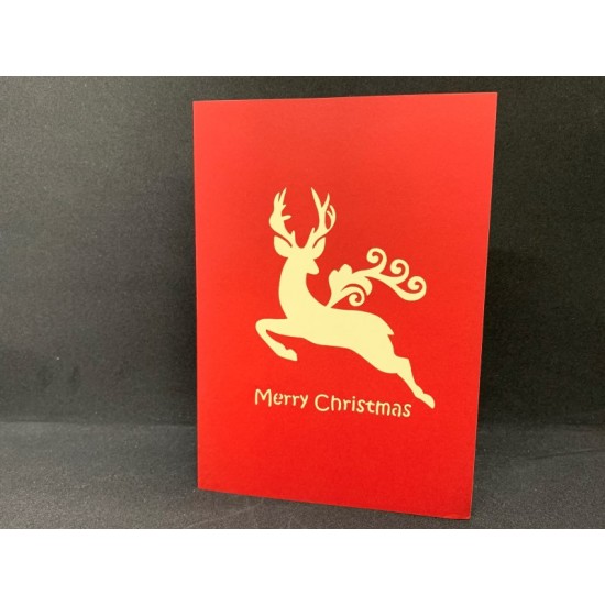 Handmade 3D Pop Up Christmas Xmas Card Reindeer Santa Claus Sledge Gift Delivery, Seasonal Greeting, Xmas Gift, Ornaments, Decorations.