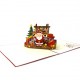 Handmade 3d Pop Up Card Happy Christmas Santa Claus Reindeer Fireplace Tree Gift Jingle Bells Candle Holly Star Socks Sofa Vintage Greetings Home Decorations