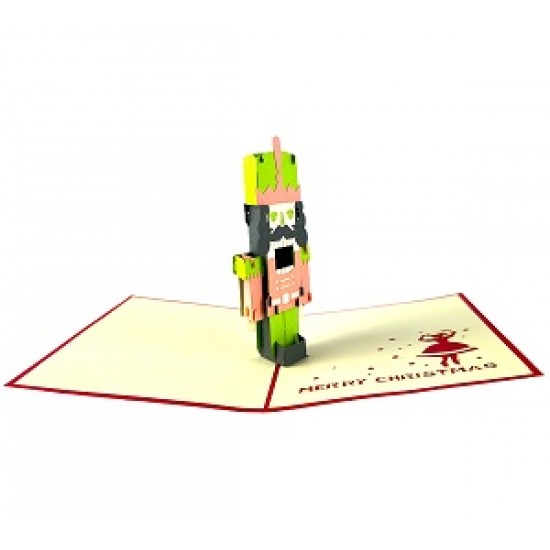 Handmade 3D Pop Up Xmas Card Merry Christmas Nut Cracker Soldier Seasonal Greetings