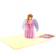 Handmade 3D Pop Up Xmas Card Pink Angel Merry Christmas Vintage Christmas Card ,gift ,seasonal Greetings