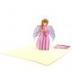 Handmade 3D Pop Up Xmas Card Pink Angel Merry Christmas Vintage Christmas Card ,gift ,seasonal Greetings