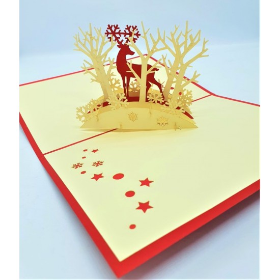 Handmade 3D Pop Up Xmas Card Happy Christmas Reindeer Snowflakes Tree Star David Origami Greetings Christmas Gift Ornament