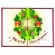 Handmade 3D Pop Up Xmas Card Merry Christmas Red Green Wreath Jingle Bells Seasonal Greetings