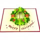 Handmade 3D Pop Up Xmas Card Merry Christmas Red Green Wreath Jingle Bells Seasonal Greetings