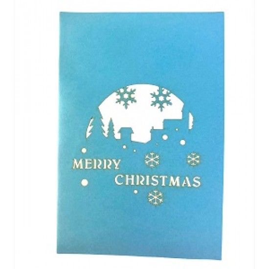 Handmade 3D Pop Up Xmas Card Happy Christmas Country Silent Night Snowflakes Gift, Ornament, Decorations. Merry Christmas Greetings