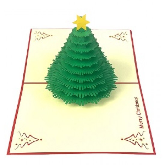 Handmade 3D Pop Up Christmas Card, greeting Card, Evergreen Conifer tree, Xmas Gift Ornament Decoration