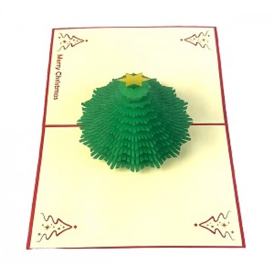 Handmade 3D Pop Up Christmas Card, greeting Card, Evergreen Conifer tree, Xmas Gift Ornament Decoration