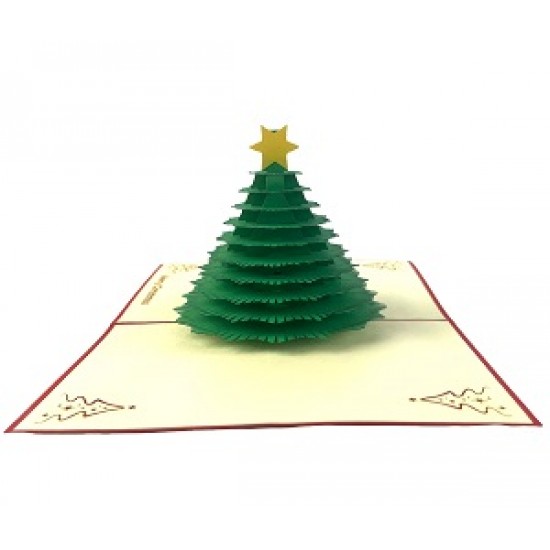 Handmade 3D Pop Up Christmas Card, greeting Card, Evergreen Conifer tree, Xmas Gift Ornament Decoration