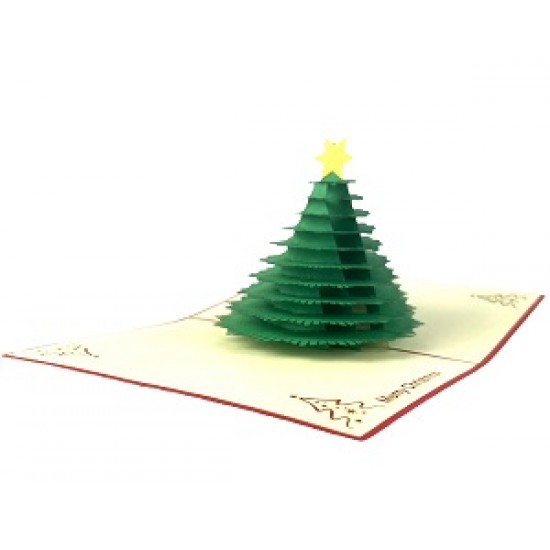 Handmade 3D Pop Up Christmas Card, greeting Card, Evergreen Conifer tree, Xmas Gift Ornament Decoration