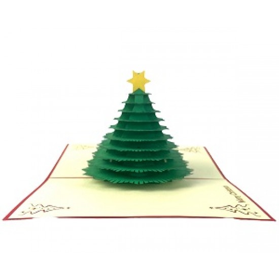 Handmade 3D Pop Up Christmas Card, greeting Card, Evergreen Conifer tree, Xmas Gift Ornament Decoration