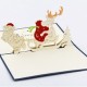 Handmade 3D Pop Up Card Merry Christmas Santa Claus Sledge Reindeer Gift Delivery Journey Silent Night Eve Greeting Love Friendship Kirigami