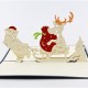 Handmade 3D Pop Up Card Merry Christmas Santa Claus Sledge Reindeer Gift Delivery Journey Silent Night Eve Greeting Love Friendship Kirigami