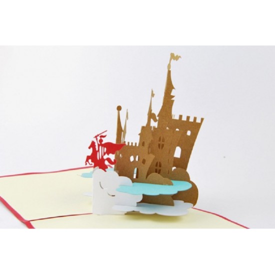 Handmade 3d Pop Up Castle Knight Prince Horse Fairy Tale Cartoon Disney Fantasy Birthday Valentines Easter Wedding Father's Day Card For Him