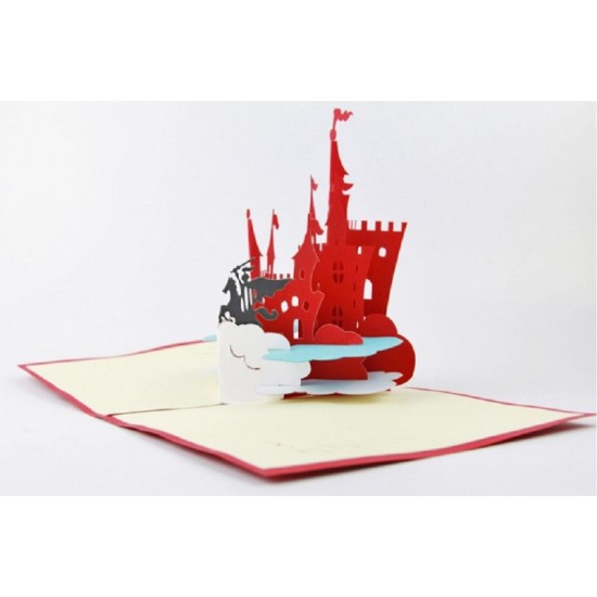 Handmade 3d Pop Up Castle Knight Prince Horse Fairy Tale Cartoon Disney Fantasy Birthday Valentines Easter Wedding Father's Day Card For Him