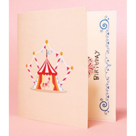 Handmade 3d Pop Up Birthday Card Clown Circus Tent Horse Elephant Jumbo Trumpet Banner Firework Cake Kid Child Partner Girlfriend Boyfriend