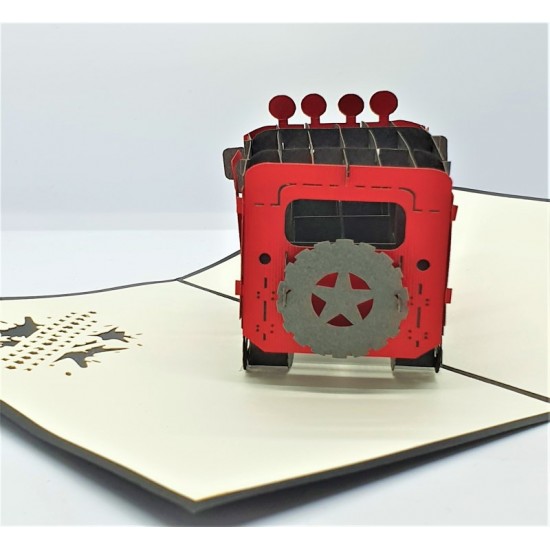 Handmade 3D Pop Up Card Land Rover Red Black Birthday Wedding Anniversary Father's Day Valentine's Day Graduation Holiday Camp Outdoor Party