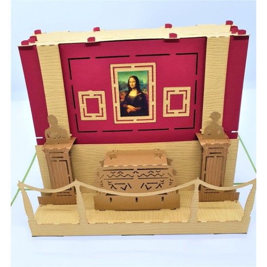 Handmade 3D Pop Up Card Mona Lisa Louvre Museum Birthday Card,wedding Anniversary,father's Day,holiday Honeymoon Invitation,graduation Party