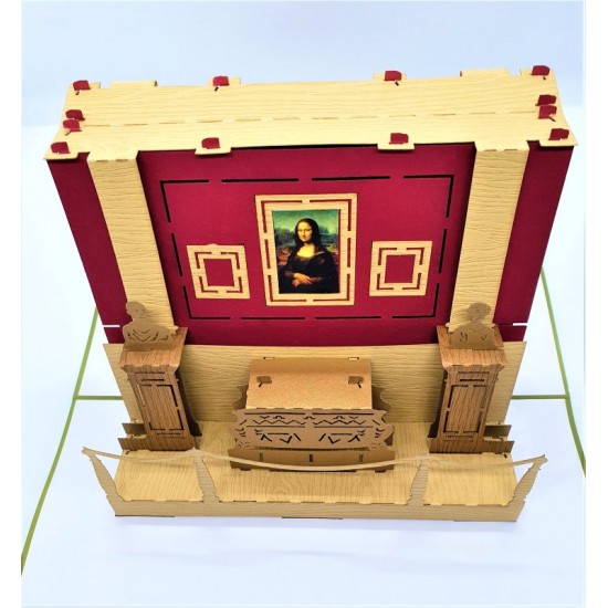 Handmade 3D Pop Up Card Mona Lisa Louvre Museum Birthday Card,wedding Anniversary,father's Day,holiday Honeymoon Invitation,graduation Party