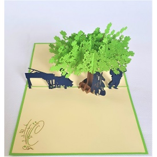 Handmade 3D Pop Up Card Musician Tree Pianist Violinist Saxophonist Band Concert Birthday Greetings Wedding Anniversary Father's Day Mother's Day Valentine's Day