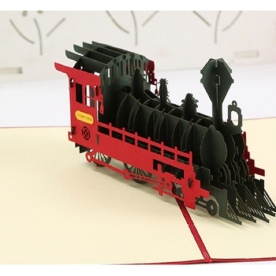 Handmade 3D Pop Up Card Vintage Steam Train Birthday Valentine's Day Anniversary Father's Day Mother's Day 