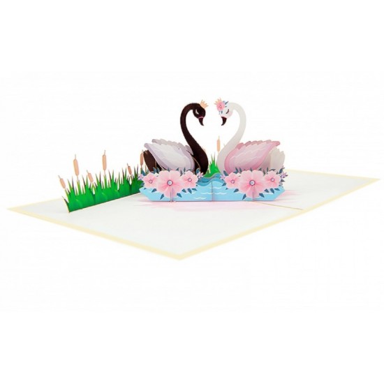 Handmade 3d Pop Up Wedding Card,anniversary,valentines,engagement Birthday Greeting Card,swan Bridge Groom Prince Princess Origami Kirigami Papercraft