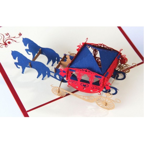 Handmade 3D Pop Up Card Horse Carriage Birthday Card Valentines Card Wedding Card big day Congratulations Card Blank Card