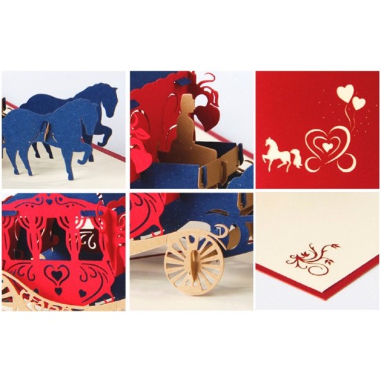 Handmade 3D Pop Up Card Horse Carriage Birthday Card Valentines Card Wedding Card big day Congratulations Card Blank Card