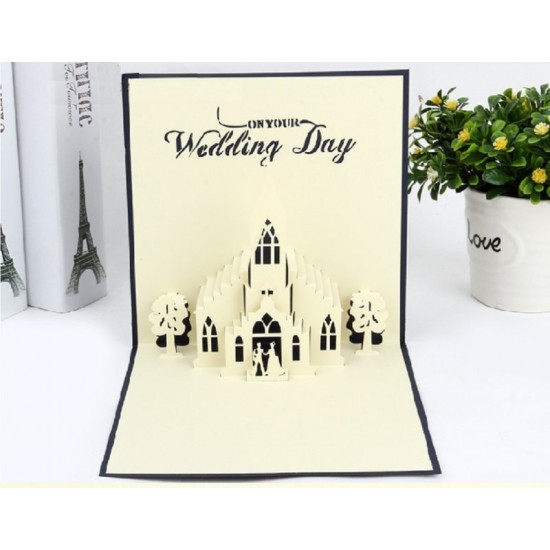 Handmade 3d Pop Up Card Big Day Church Wedding Red Blue Ceremony Birthday Marriage Proposal Valentines Engagement Party Invitation Gift Her